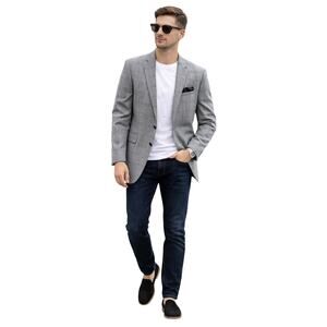 Andrew Fezza Signature Plaid Blazer Men’s 38R Black, White and Gray Check